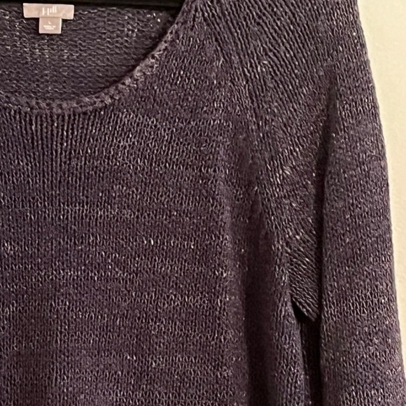 J. Jill  Sweater L Blue Knit Metallic Neutral Cozy Minimalist Preppy Academia - Picture 4 of 15